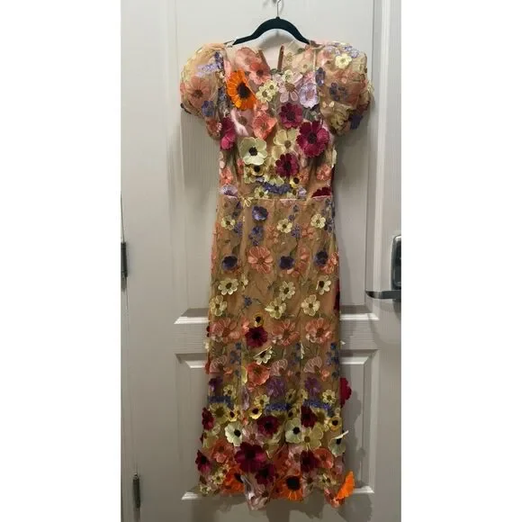 Elliatt Astraea 3D Lace Maxi Dress In Pink Wedding Guest DressSize S NWT  $539